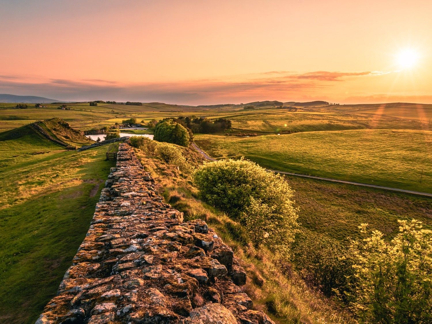 Hadrian's Wall at sunset